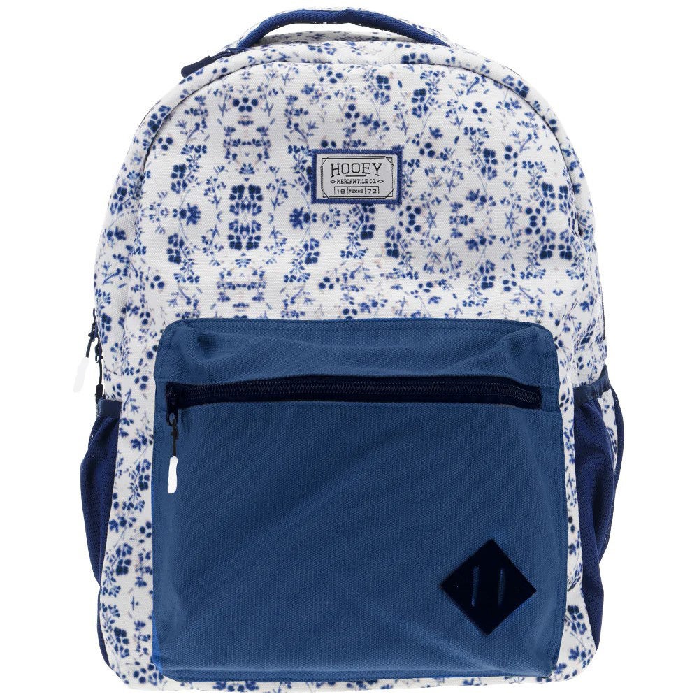 Hooey Recess Backpack White Navy Floral W Black White Accents